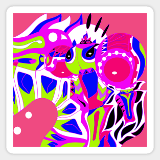 pink kitsch armored alien ecopop Sticker